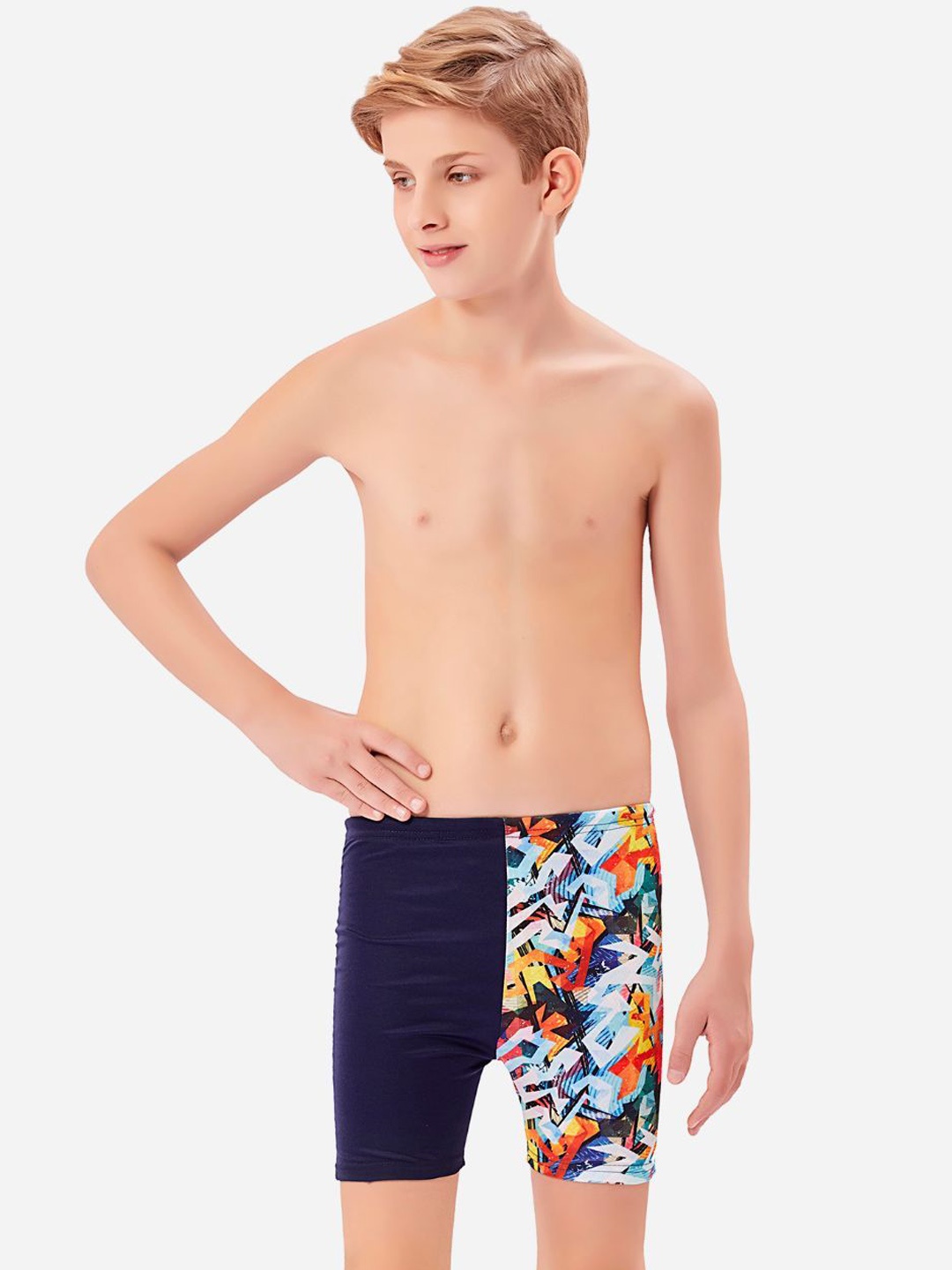 

VELOZ Boys Printed Swim Bottoms, Black