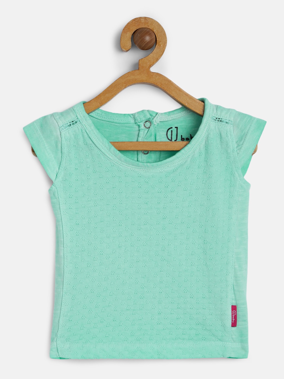 

Gini and Jony Girls Sea Green Self Design Pure Cotton Top