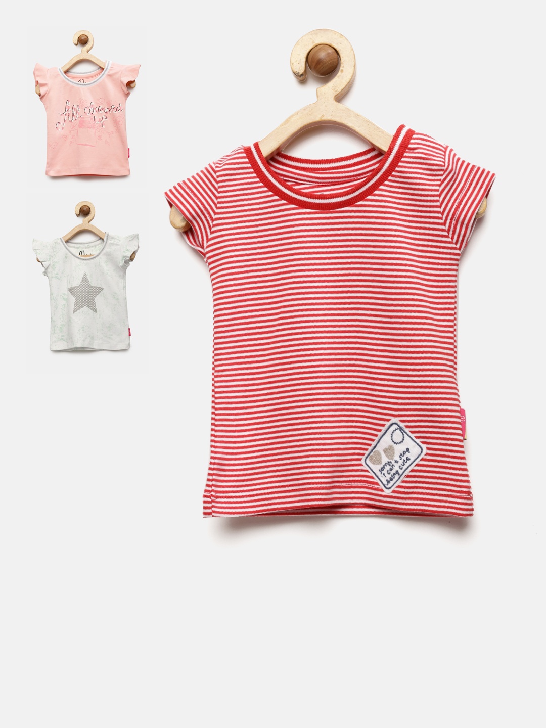 

Gini and Jony Girls Pack of 3 Printed Pure Cotton Tops, Pink