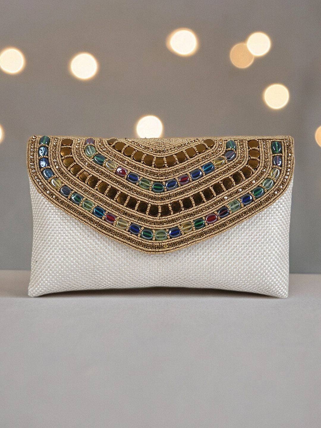 

CRUSSET Embellished Purse Clutch, White