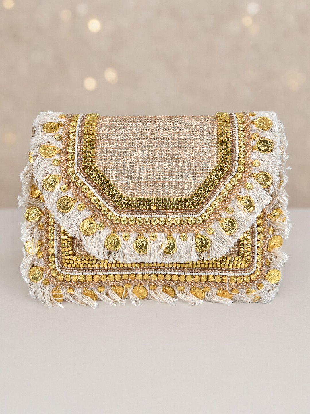 

CRUSSET Embellished Purse Clutch, Cream