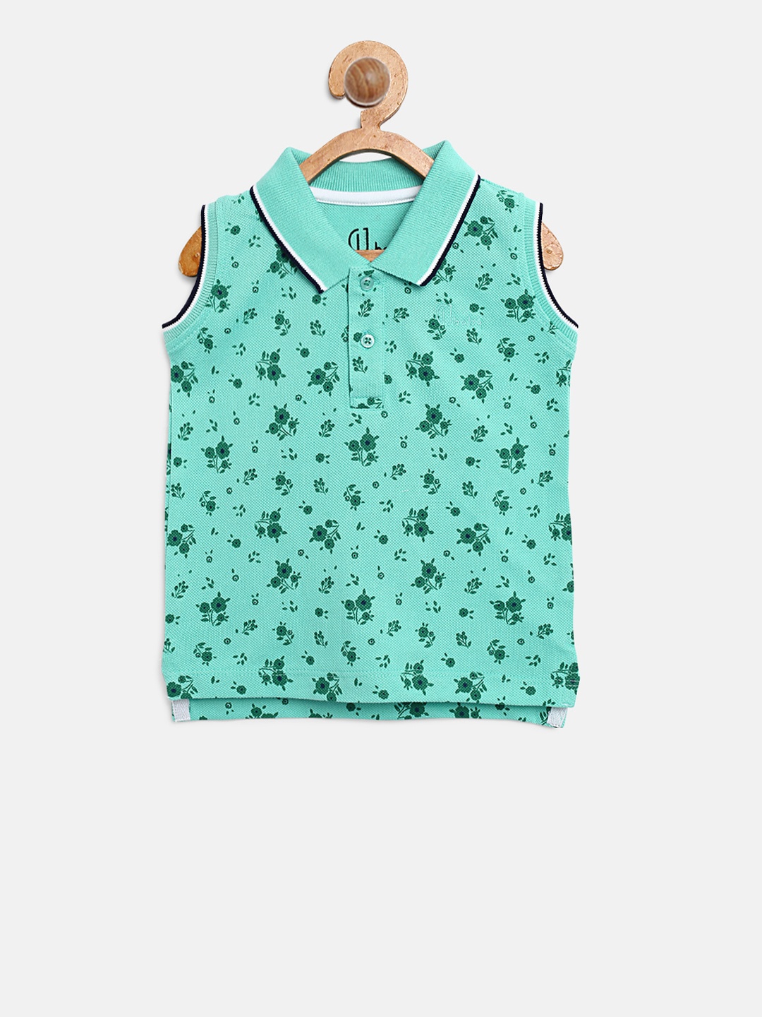 

Gini and Jony Girls Blue Printed Polo Collar T-shirt