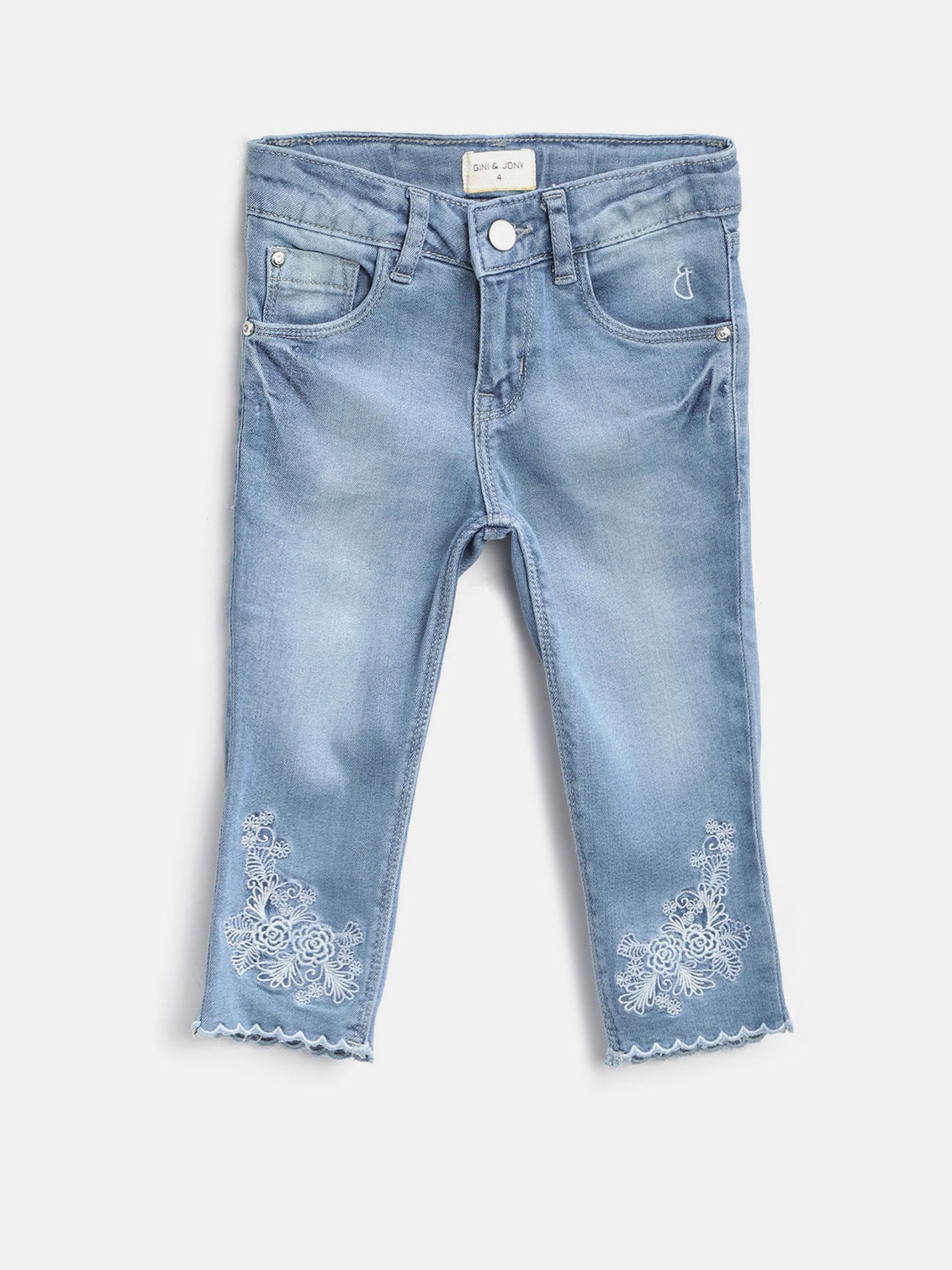 

Gini and Jony Girls Blue Washed Regular Fit Denim Capris