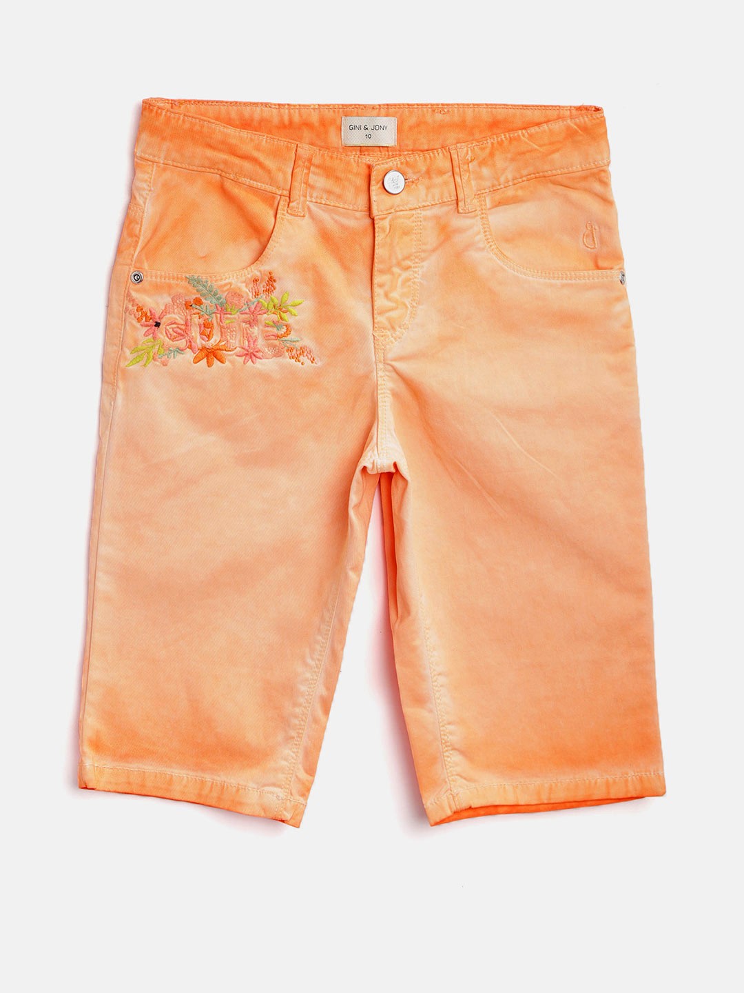 

Gini and Jony Girls Orange Solid Regular Fit Capris