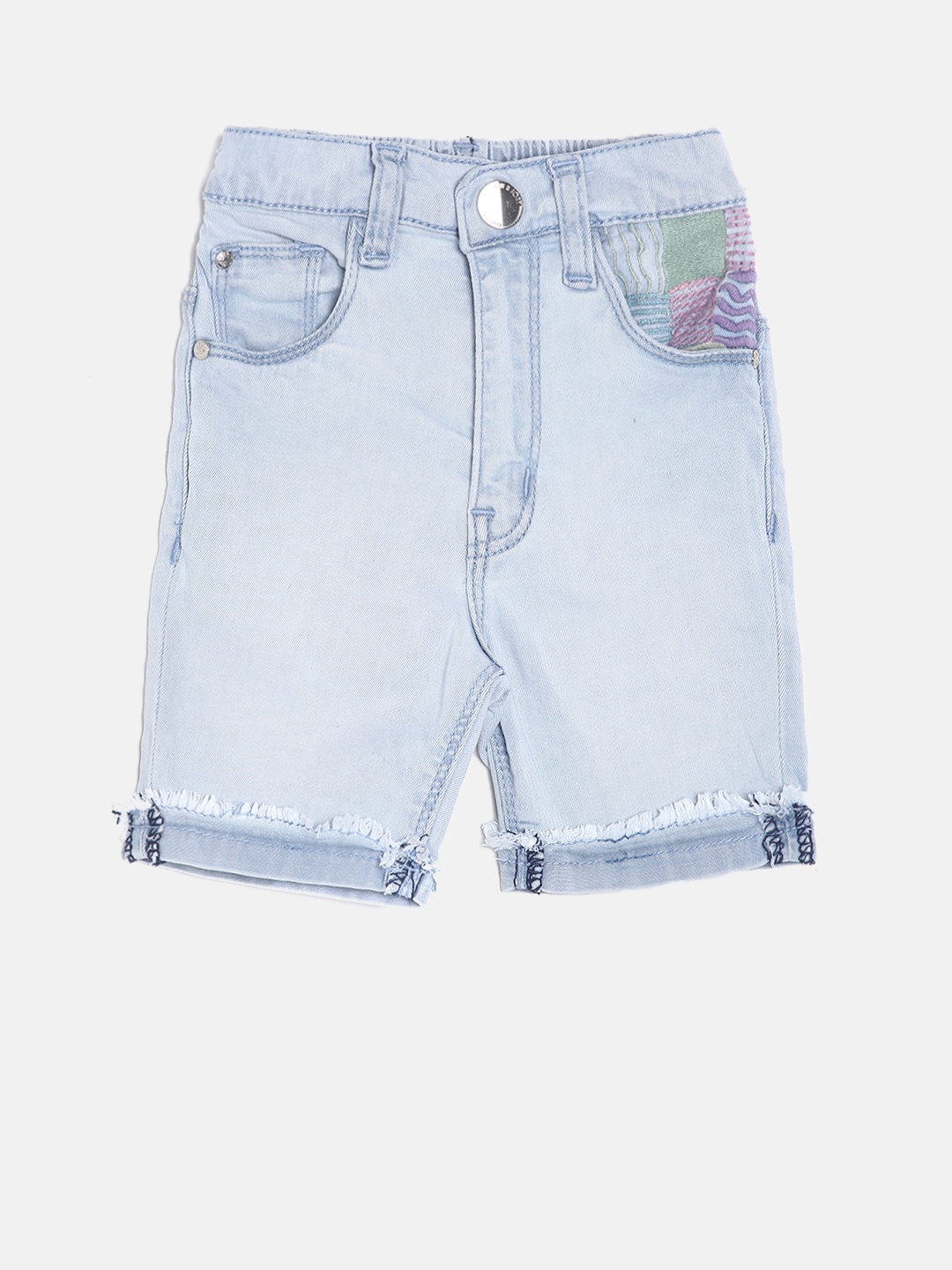 

Gini and Jony Girls Blue Solid Regular Fit Capris