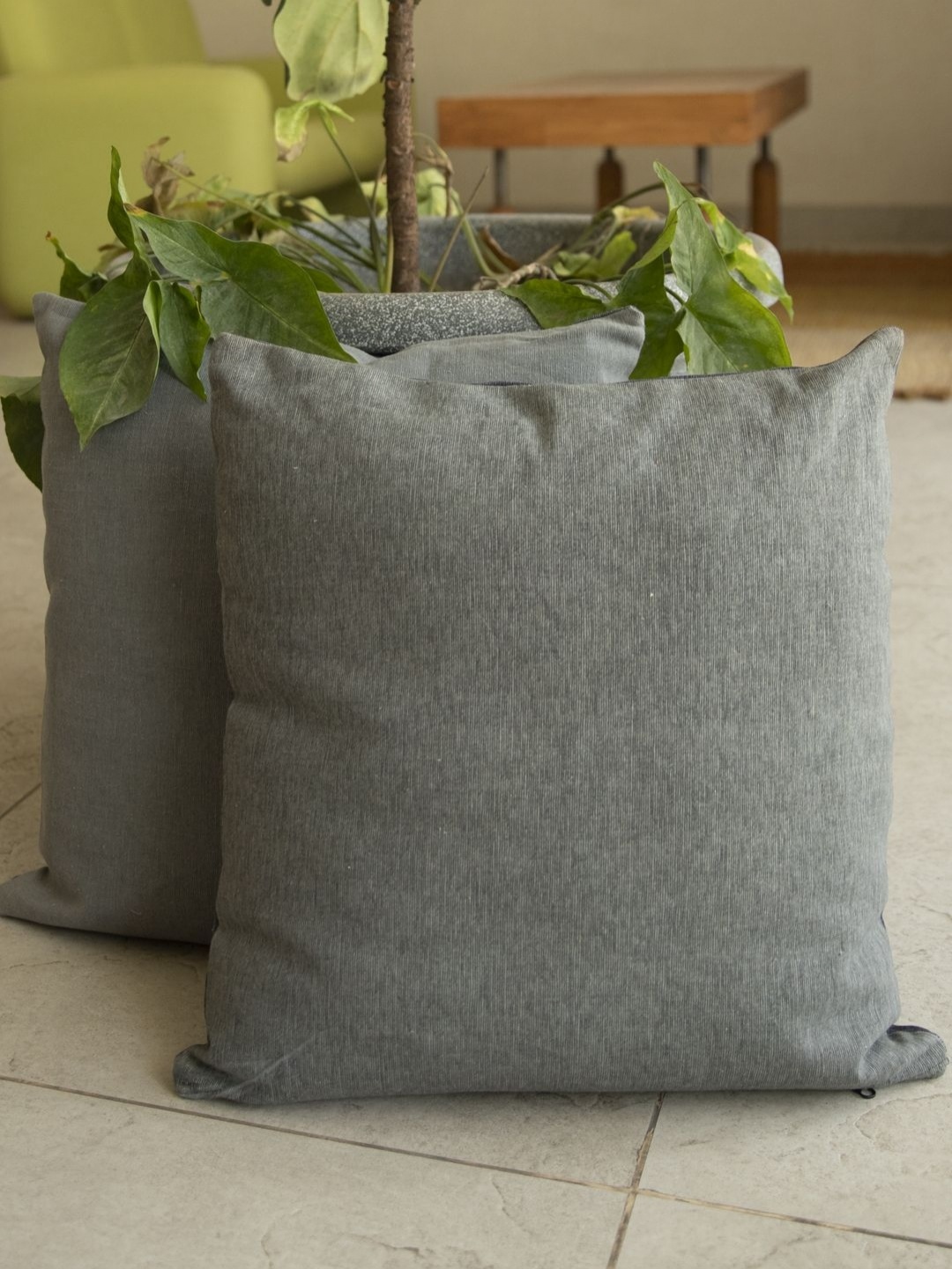 

Aura Grey 2 Pieces Cotton Square Cushion Covers