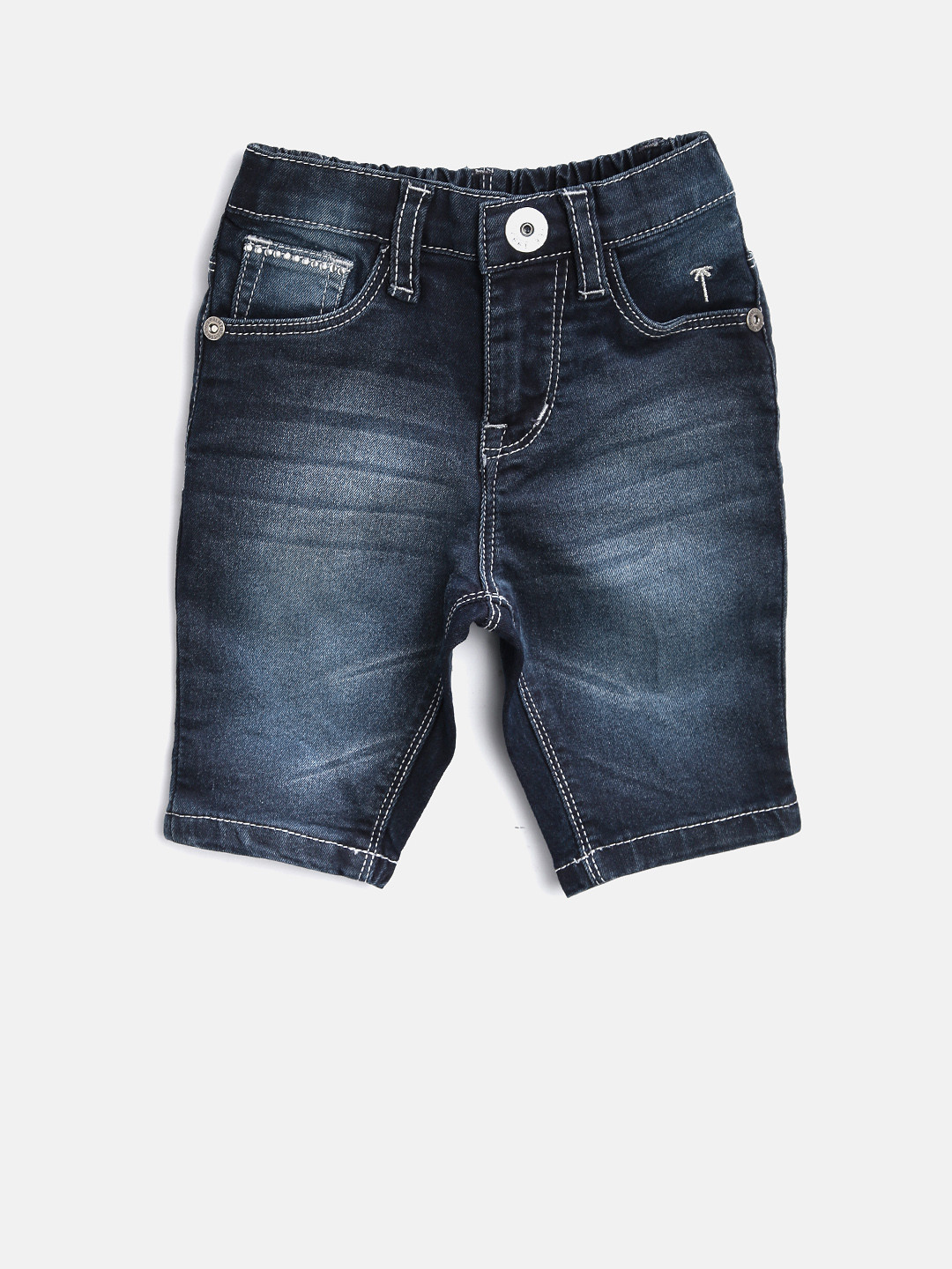 

Palm Tree Girls Navy Blue Solid Regular Fit Capris