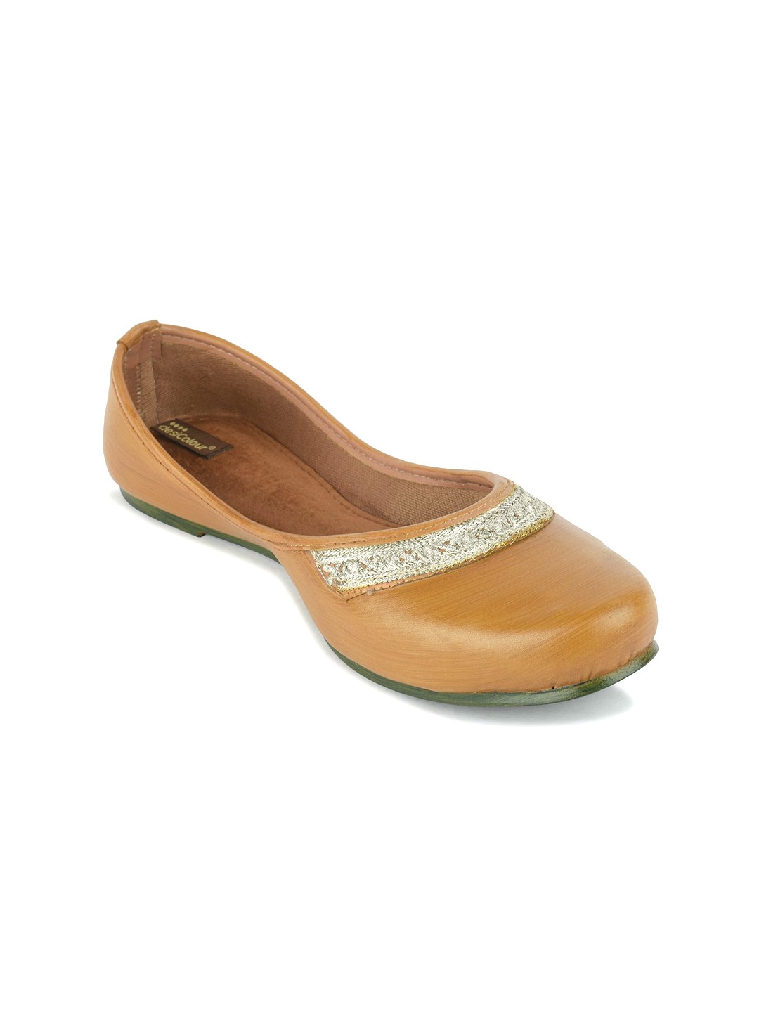 

DESI COLOUR Embellished Round Toe Mojaris, Brown