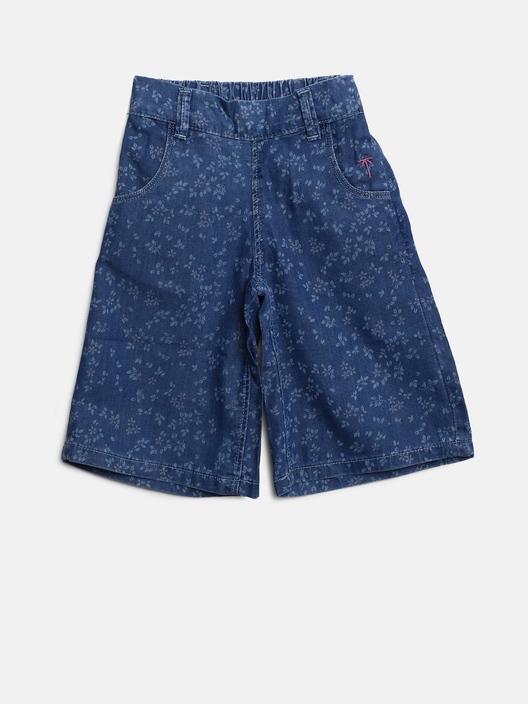 

Palm Tree Girls Blue Floral Print Relaxed Fit Denim Shorts
