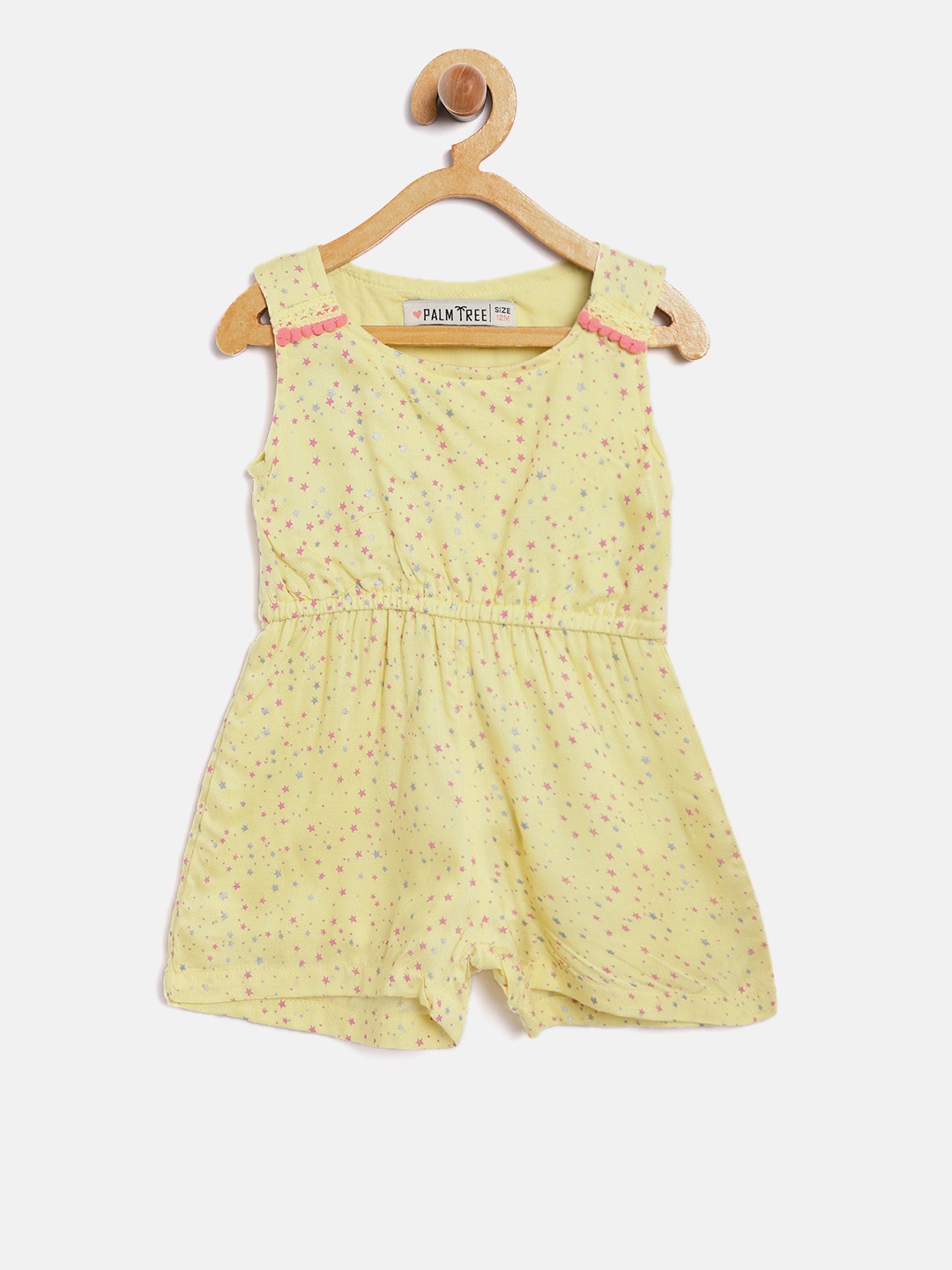 

Palm Tree Girls Yellow Printed Playsuit