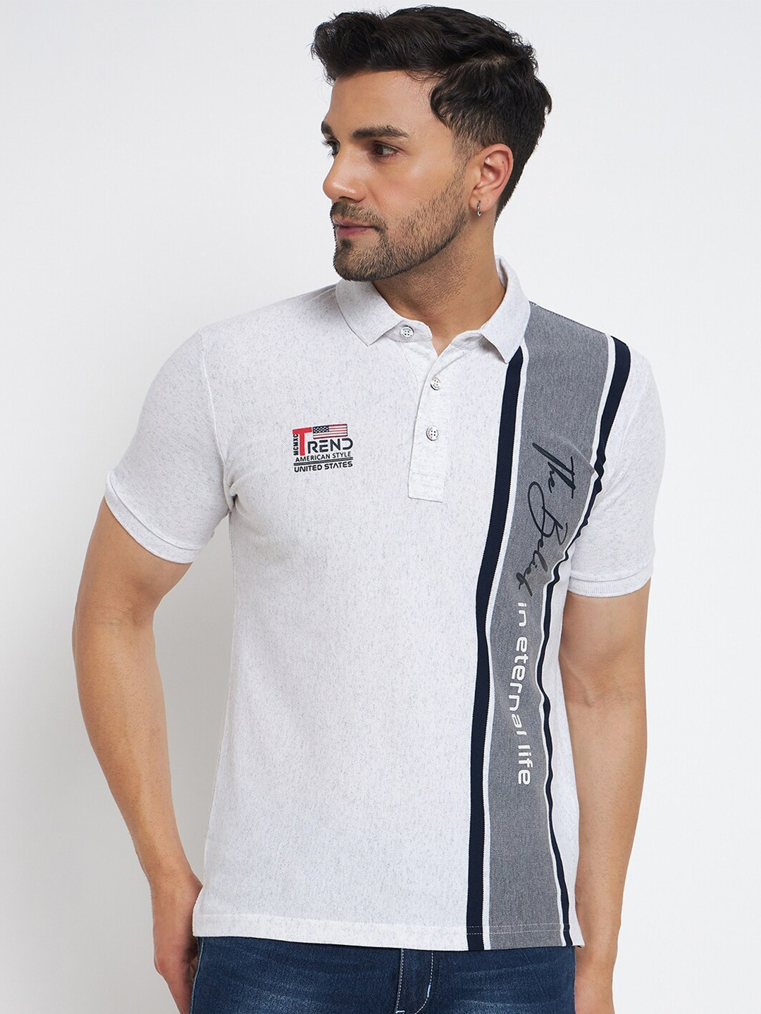 

Duke Colourblocked Polo Collar Polo Collar Short Short Sleeves Cotton Slim Fit T-shirt, Grey