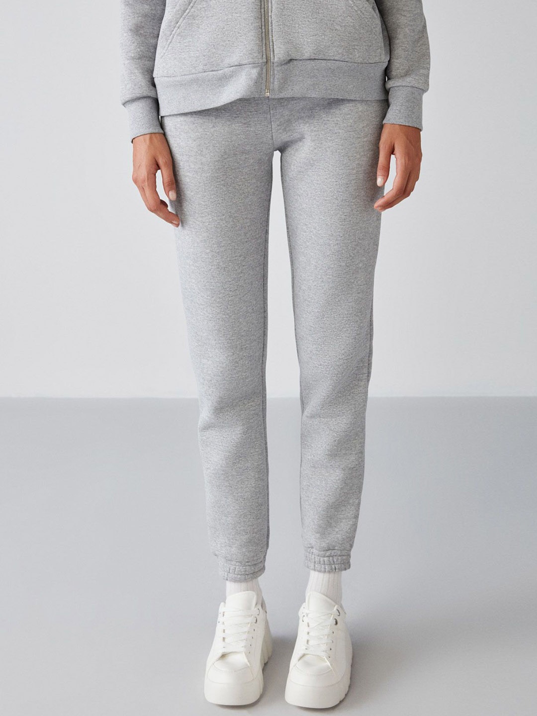 

GRIMELANGE Women Mid Rise Cotton Joggers, Grey