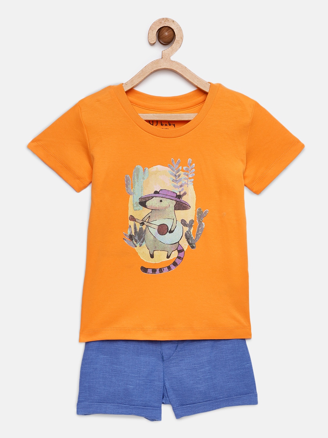 

Gini and Jony Boys Orange & Blue Printed T-shirt with Shorts