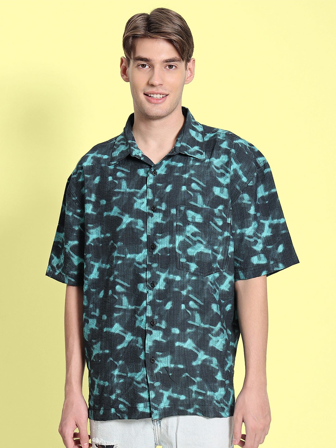 

Bene Kleed Abstract Printed Oversize Casual Shirt, Grey