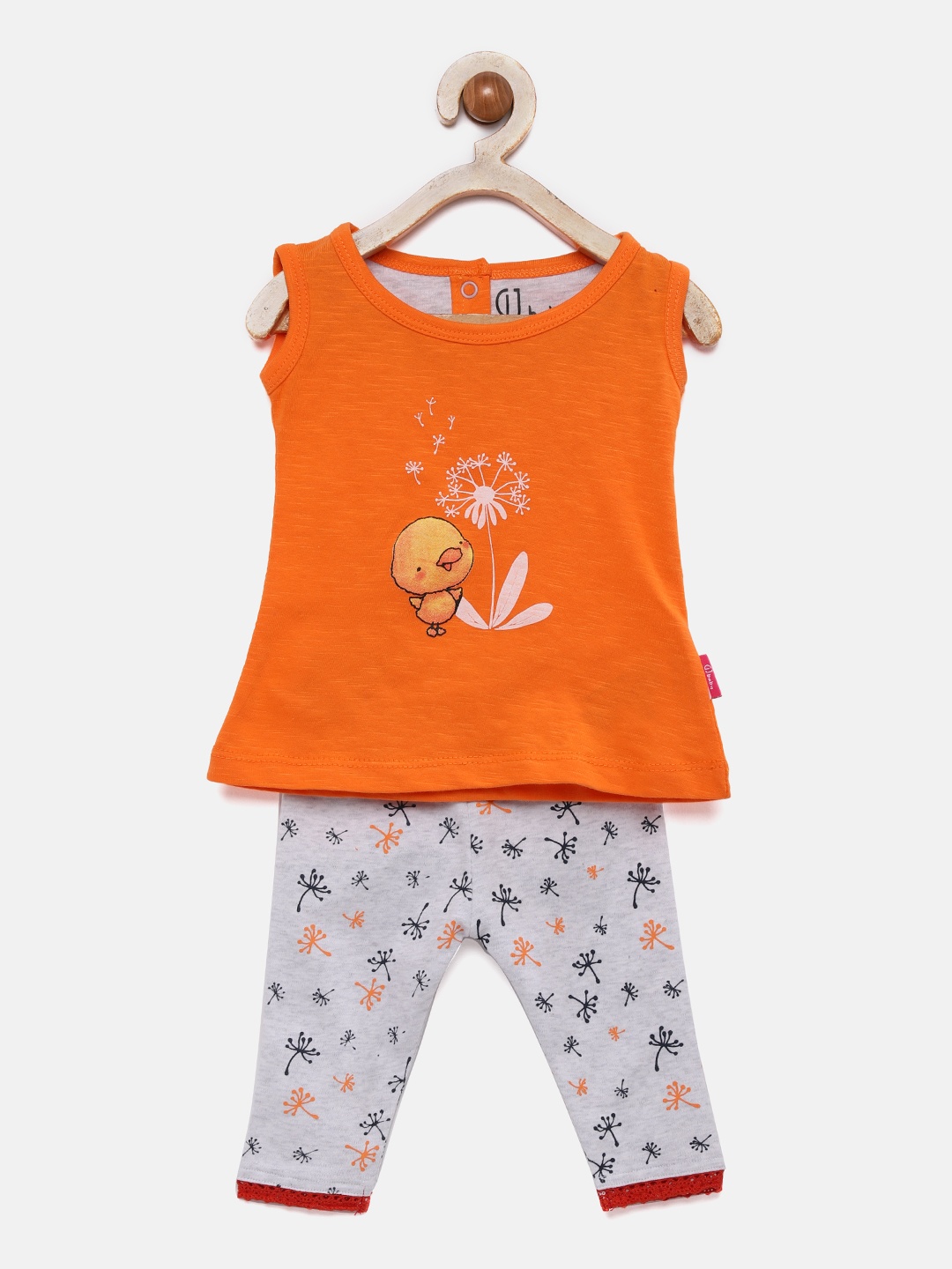 

Gini and Jony Girls Orange & Grey Printed T-shirt with Leggings