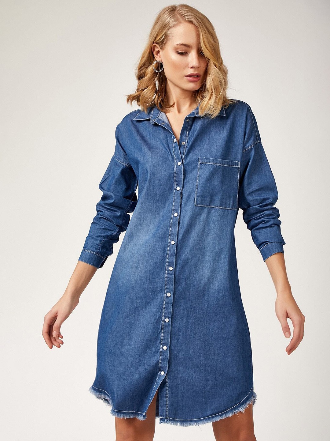 

BIGDART Machine Weave Chest Pocket Shirt Collar Tunic, Na