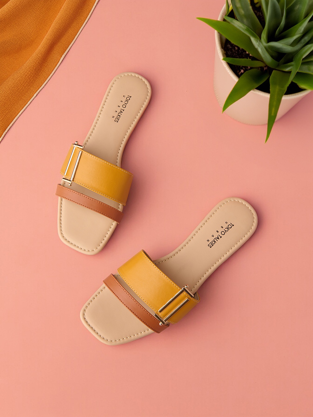 

Tokyo Talkies Square Open Toe Flats, Beige