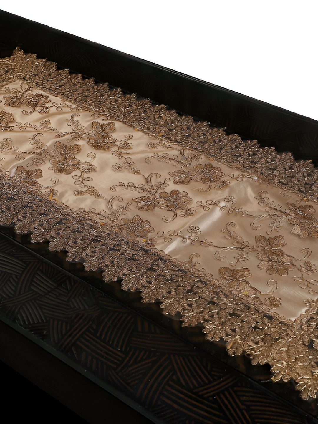 

TANLOOMS Gold Toned Floral Embroidered Tissue Rectangle Table Runner