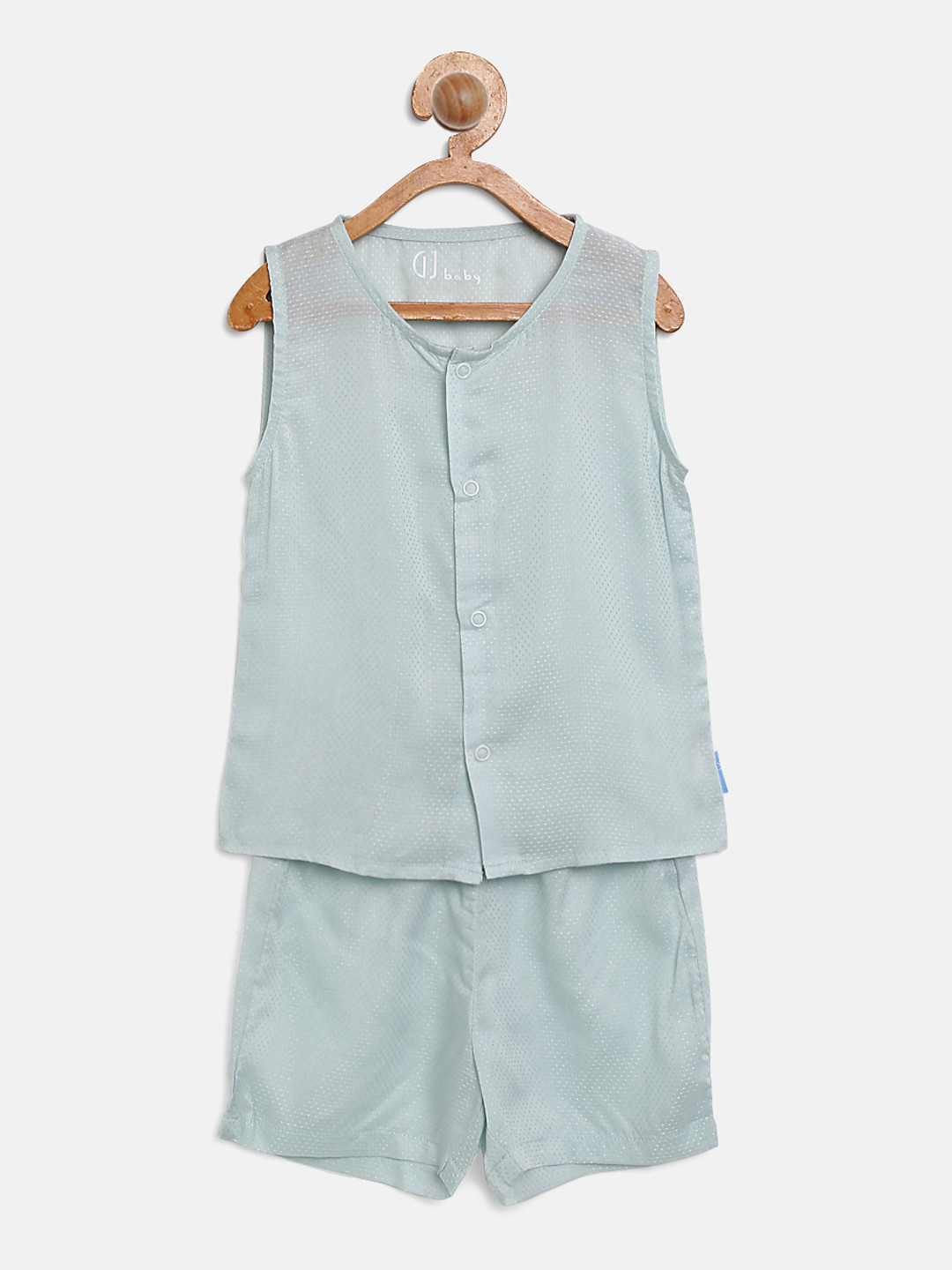

Gini and Jony Boys Blue Self Design Shirt with Shorts