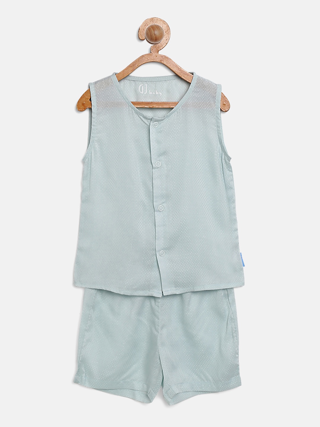 

Gini and Jony Boys Blue Self Design Shirt with Shorts