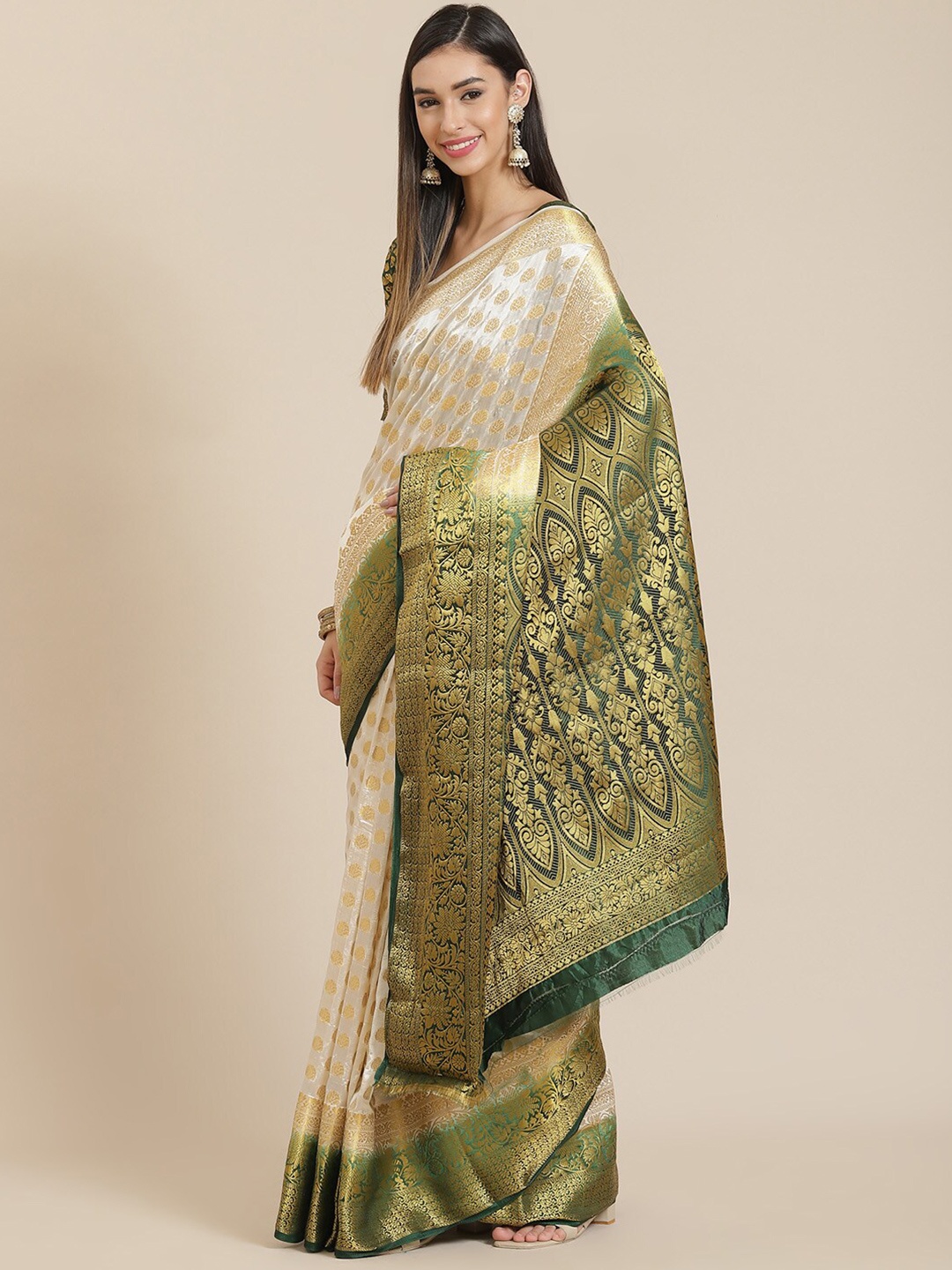 

KALINI Woven Design Zari Banarasi Saree, White