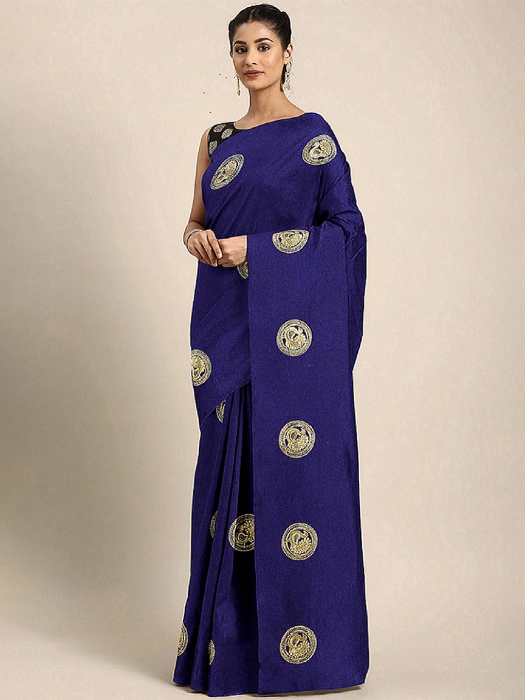 

KALINI Embellished Saree With Blouse Piece, Violet