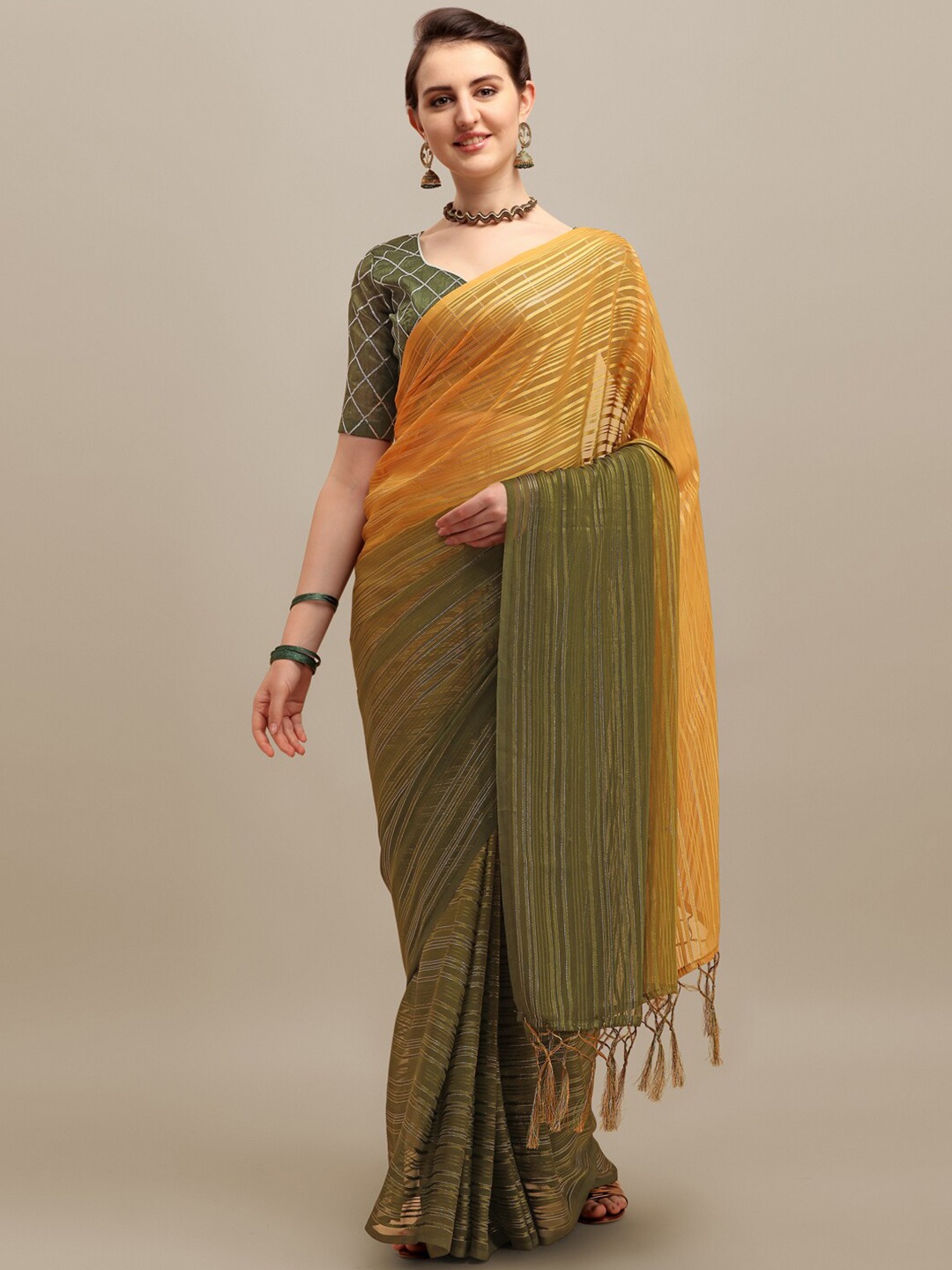 

KALINI Embellished Saree, Green