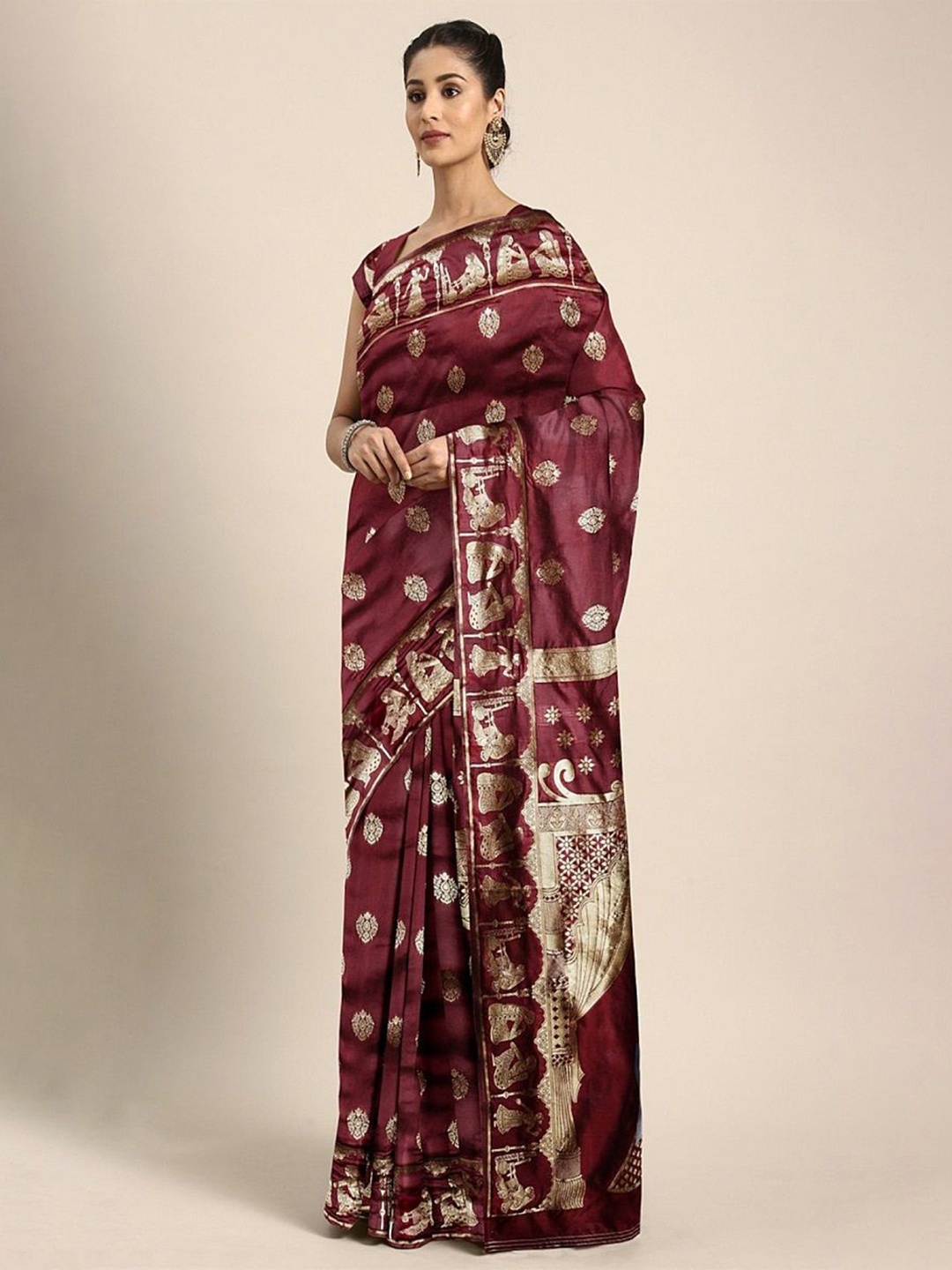 

KALINI Woven Design Zari Banarasi Saree, Maroon