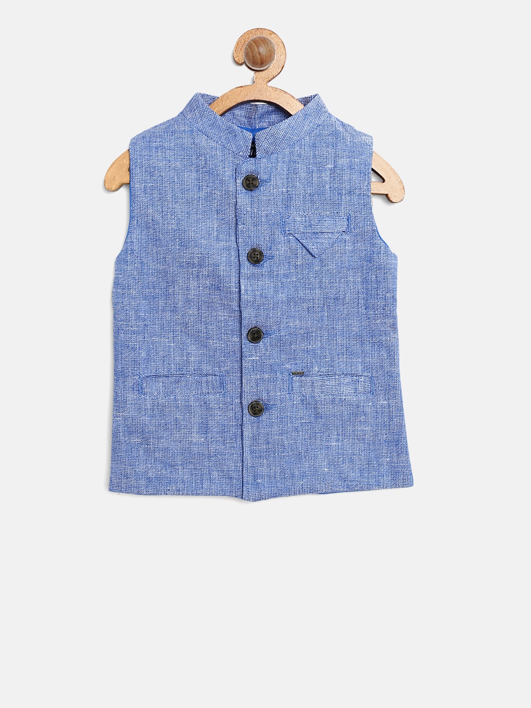 

Gini and Jony Boys Blue Solid Nehru Jacket