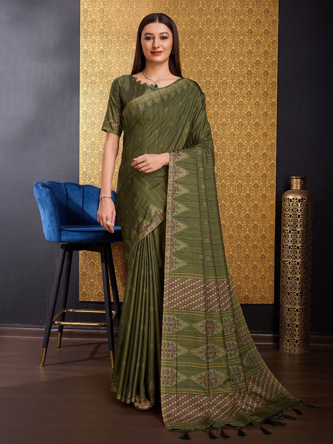 

Ishin Floral Sambalpuri Saree, Green