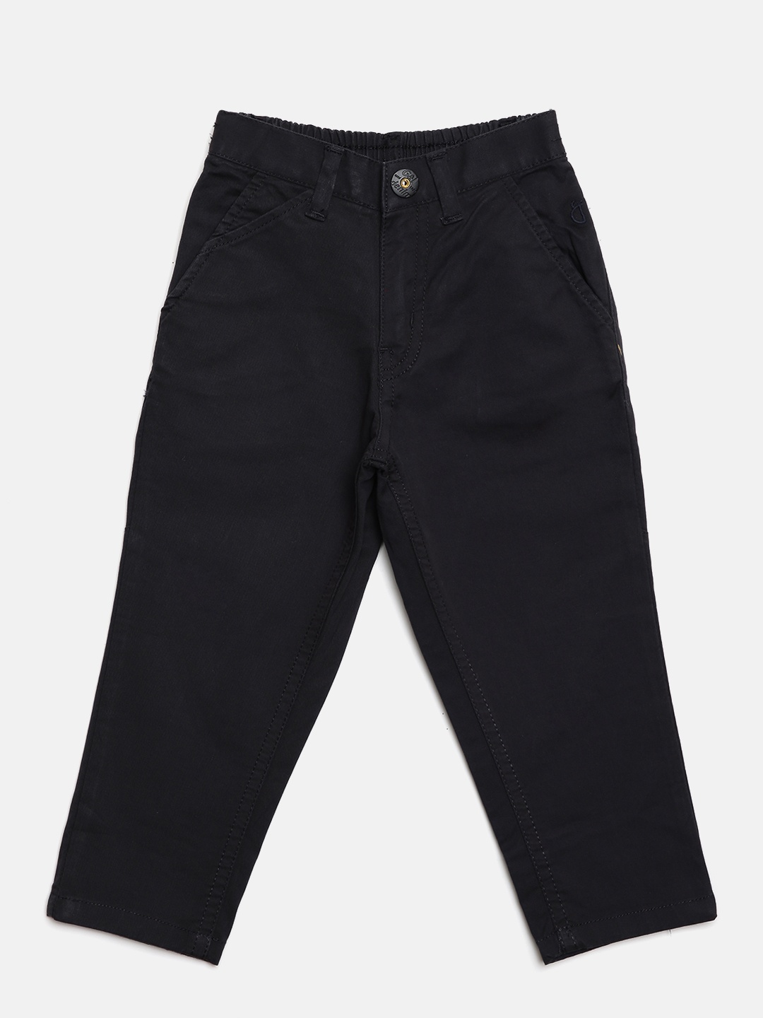 

Gini and Jony Boys Navy Slim Fit Solid Trousers, Navy blue