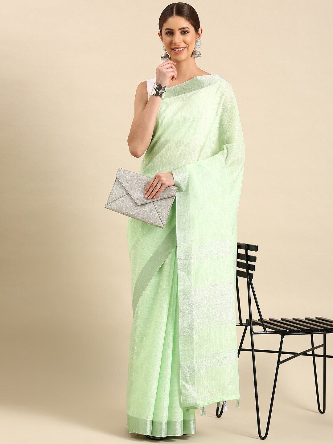 

Ishin Zari Saree, Green