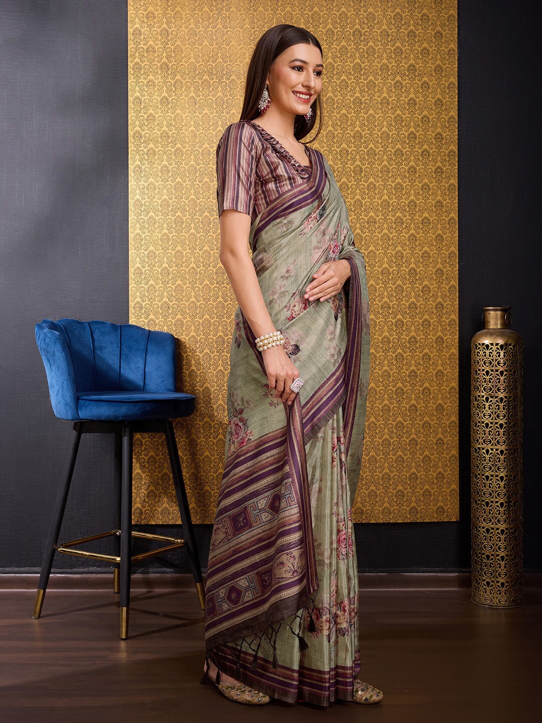 

Ishin Floral Sambalpuri Saree, Green