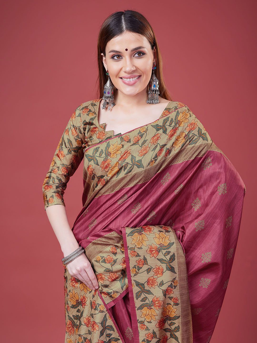 

Ishin Floral Sambalpuri Saree, Pink