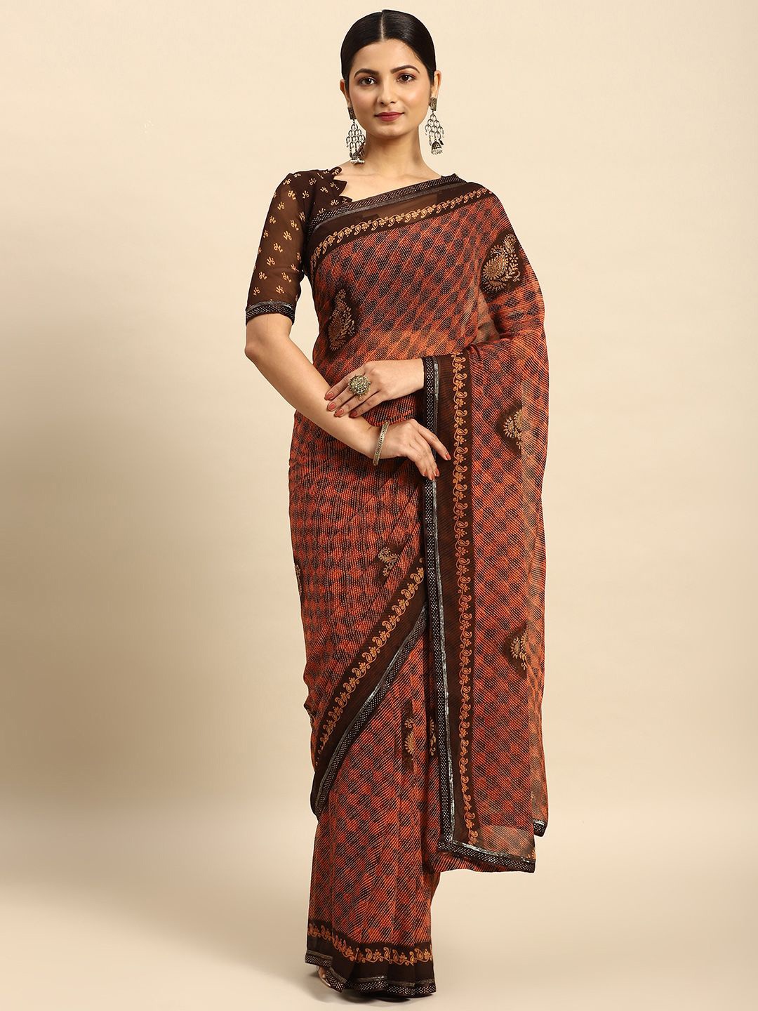 

Ishin Beads and Stones Saree, Mustard