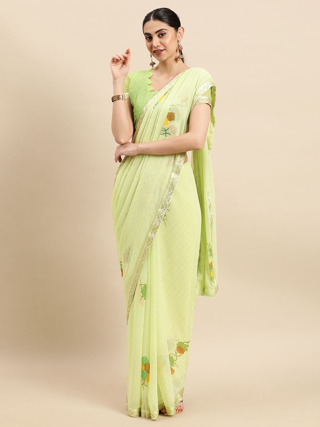 

Ishin Floral embellished Saree, Sea green