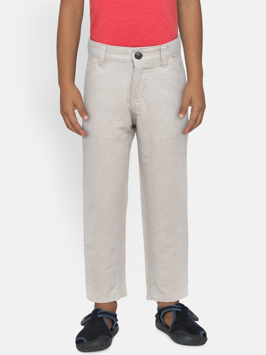 

Gini and Jony Boys Beige Slim Fit Solid Regular Trousers