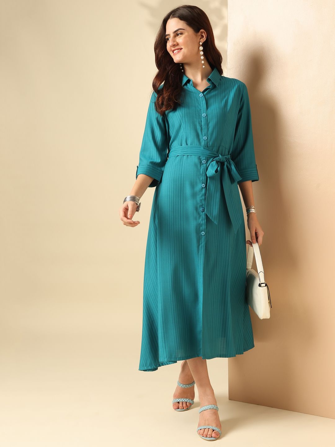 

Anouk Teal Shirt Midi Dress