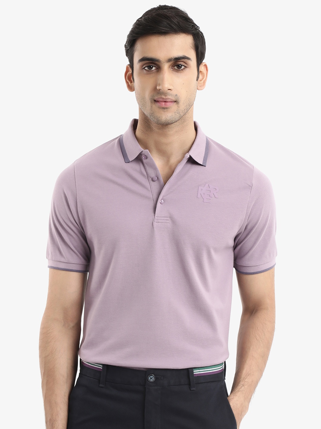 

RARE RABBIT Men Hux Regular Fit Polo Collar T-Shirt, Purple