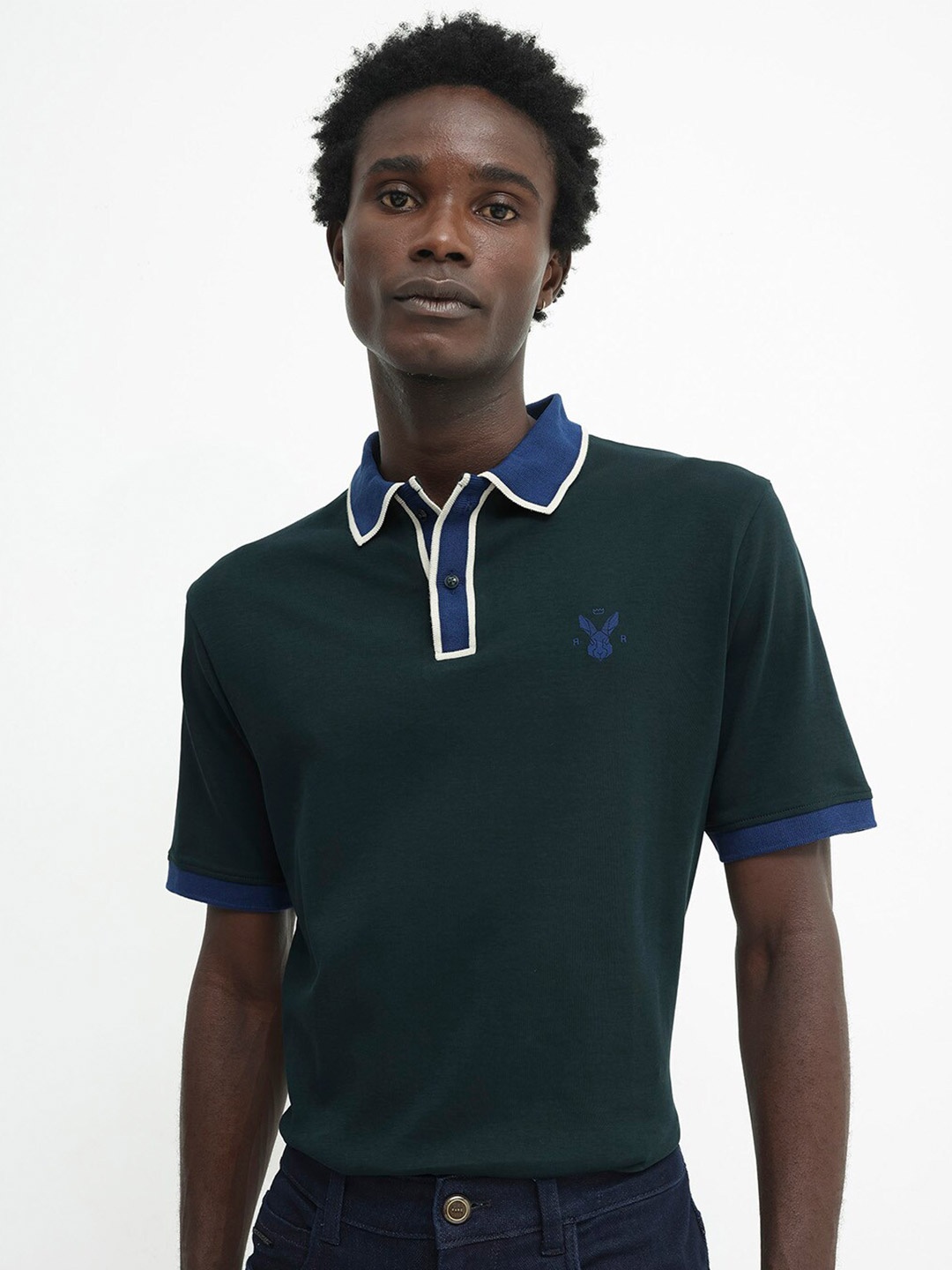 

RARE RABBIT Men Lark Regular Fit Polo Collar T-Shirt, Green