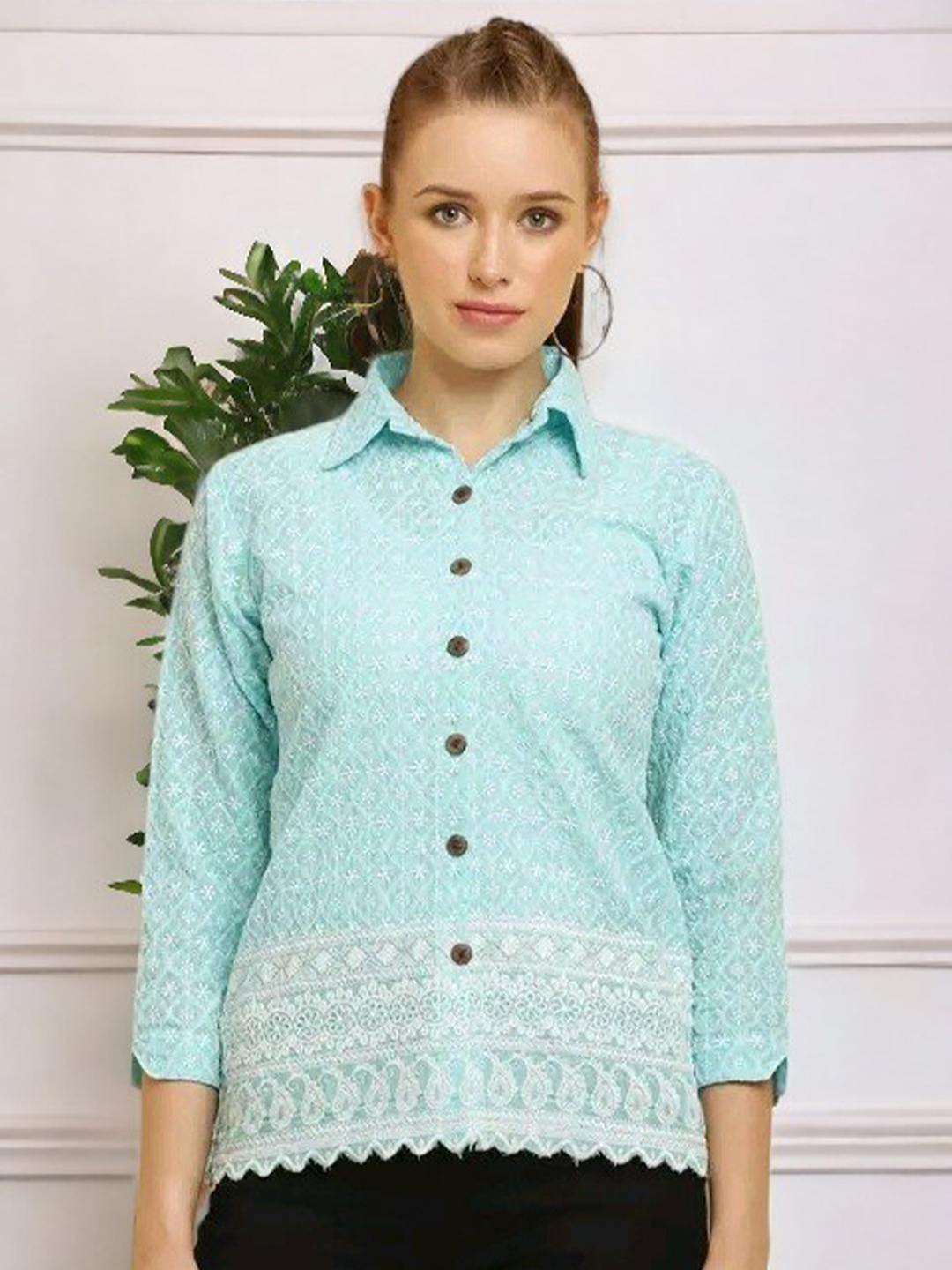

Vastrasky Global Organic Cotton Crepe Shirt Style Top, Blue