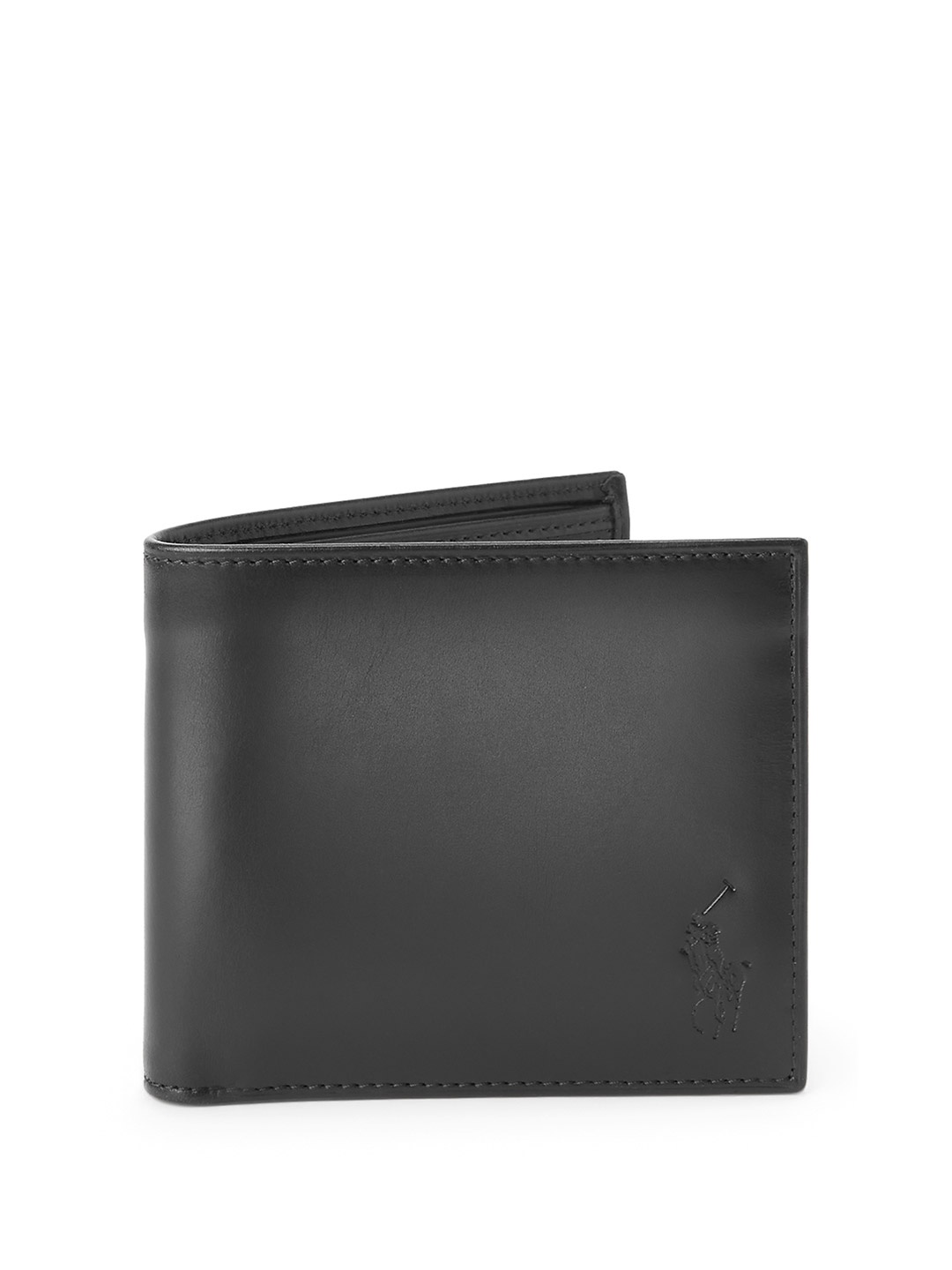 

Polo Ralph Lauren Men Brand Logo Leather Two Fold Wallet, Black