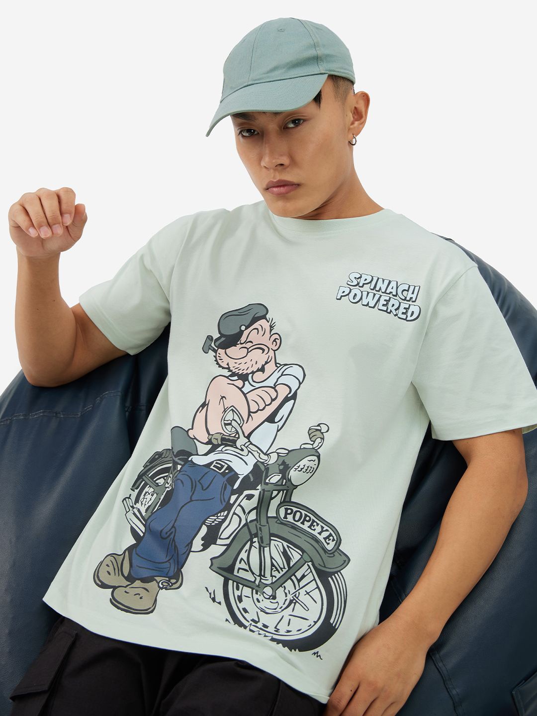 

The Souled Store Round Neck Short Sleeves Popeye Printed Regular Fit Cotton T-shirt, Off white