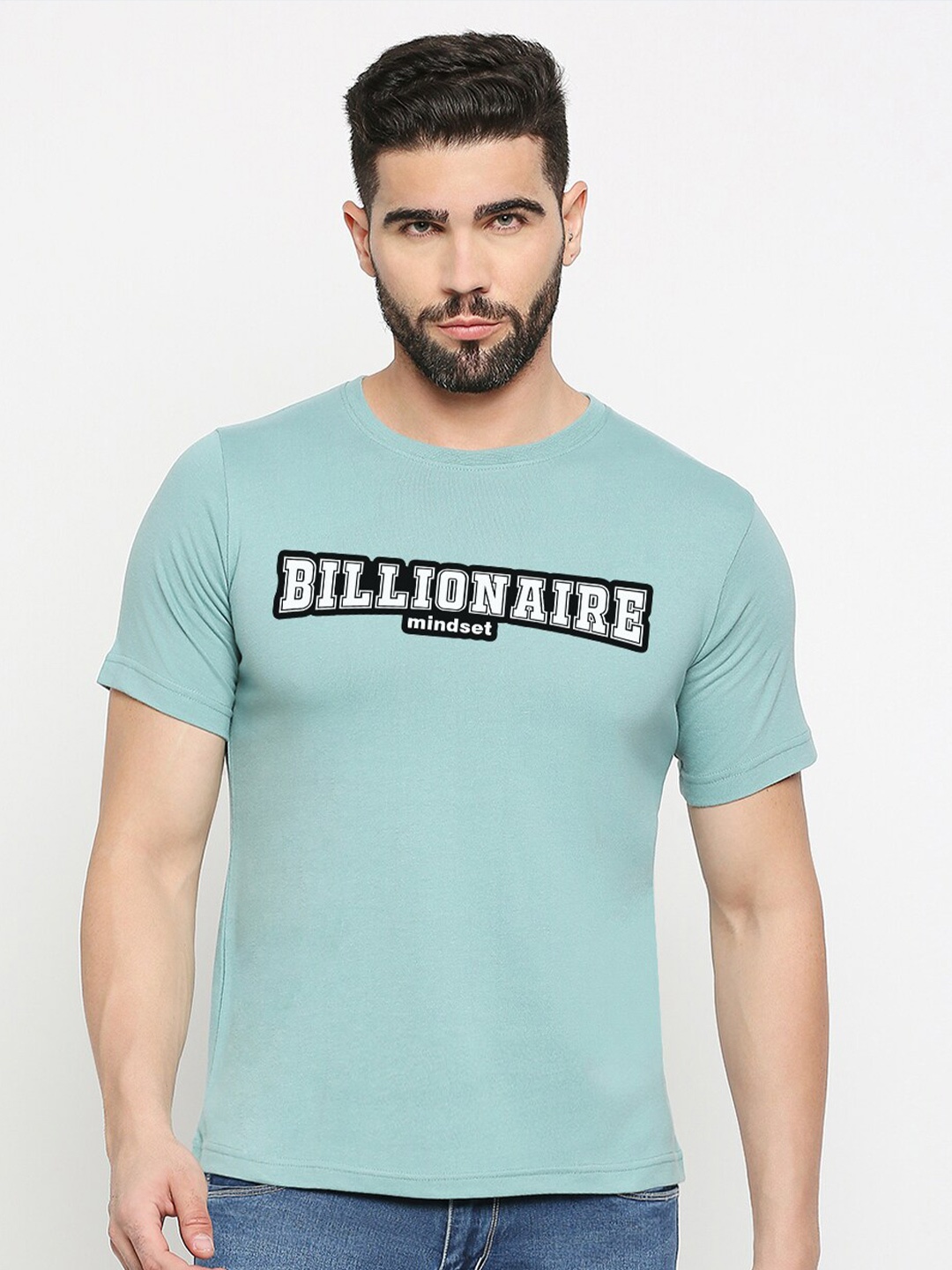 

MOD ECRU Typography Printed Cotton T-shirt, Green