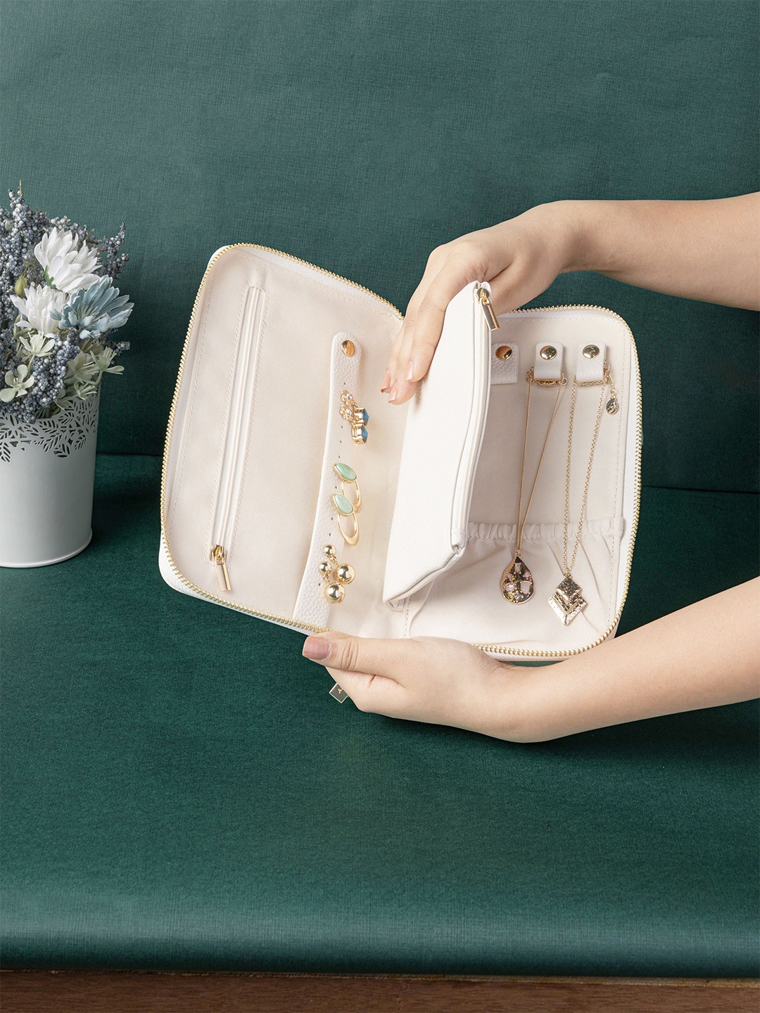 

Accessorize Women Embellished PU Two Fold Wallet, Cream