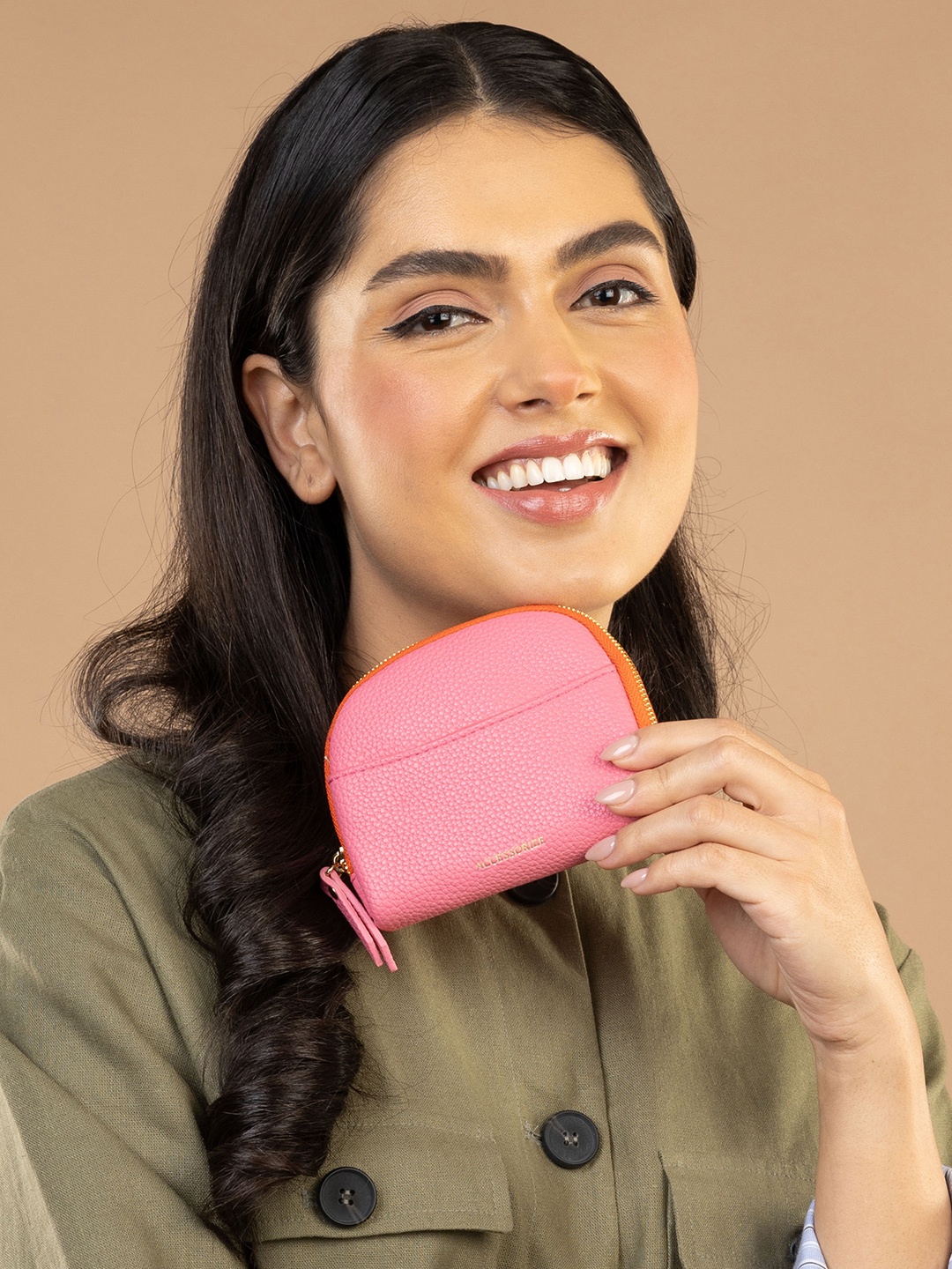 

Accessorize Women Textured Zip Around Wallet, Pink