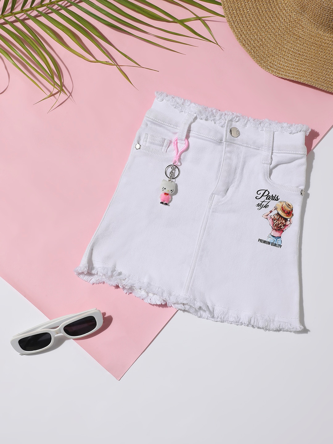 

Macwin Girls Solid Denim A-Line Skirt, White