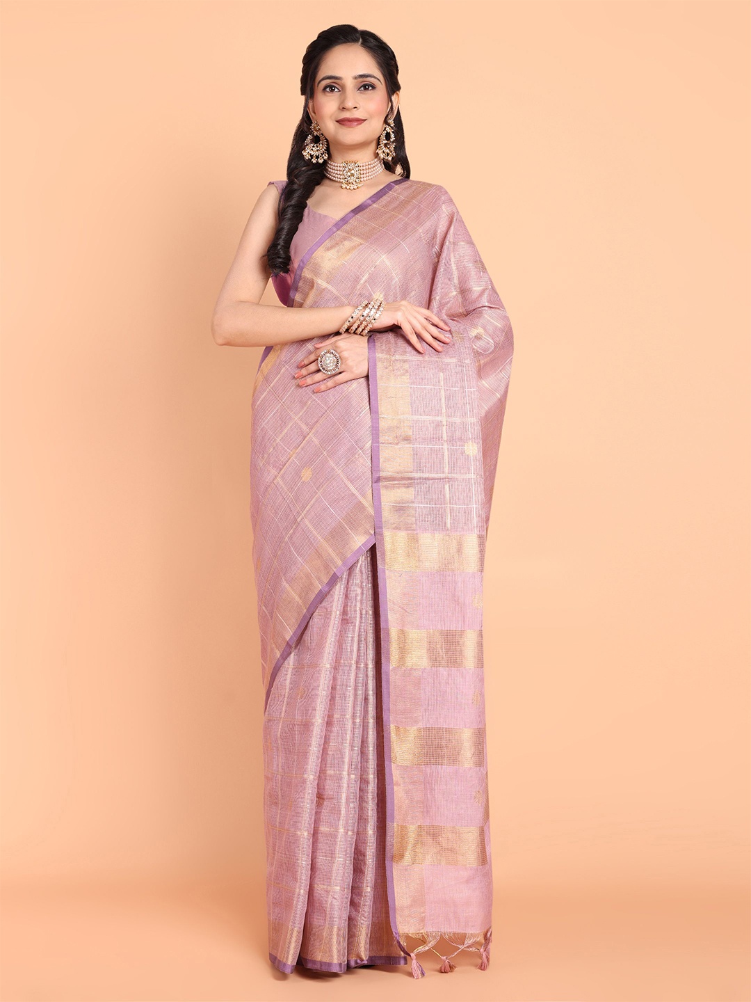 

MAGMINA Woven Design Zari Banarasi Saree, Purple