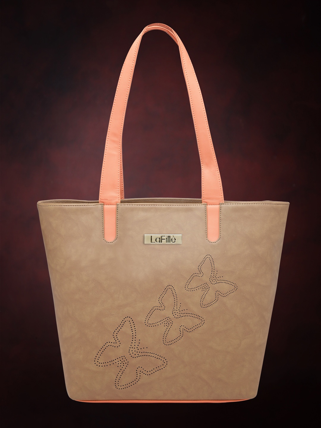

LaFille Textured Structured Handheld Bag, Beige