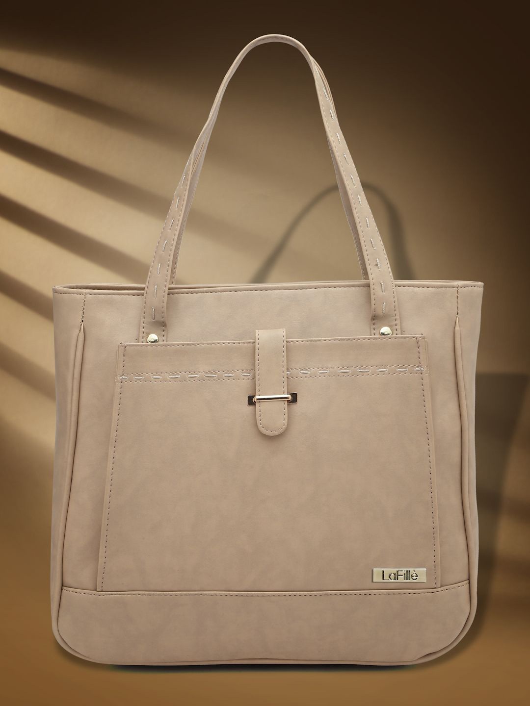 

LaFille Textured PU Structured Handheld Bag, Cream